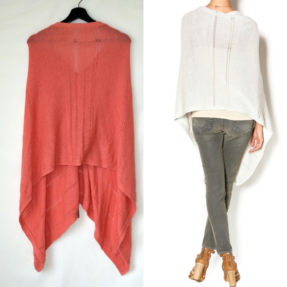 NWT 27 Miles Revolve Crop Poncho Apricot Cardigan - Picture 2 of 7